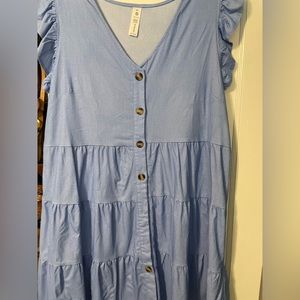 Blue denim short dress. Never worn. Xlg